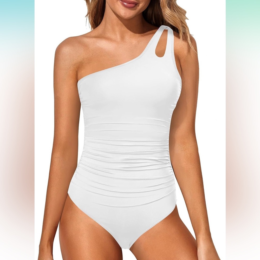 Holipick Womens One Shoulder One Piece Swimsuit Tummy Control Modest Full Covera